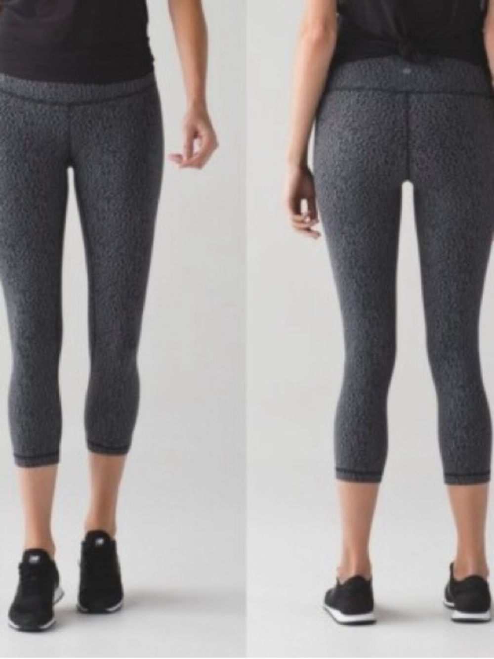 382. Lululemon Wunder Under Crop Leggings Heathered Black Size 6